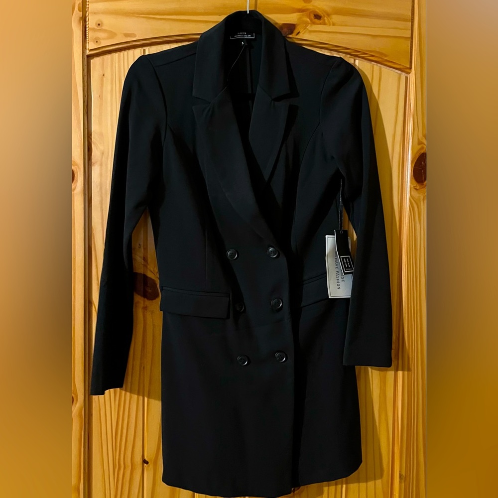 Double breasted, black mini blazer dress